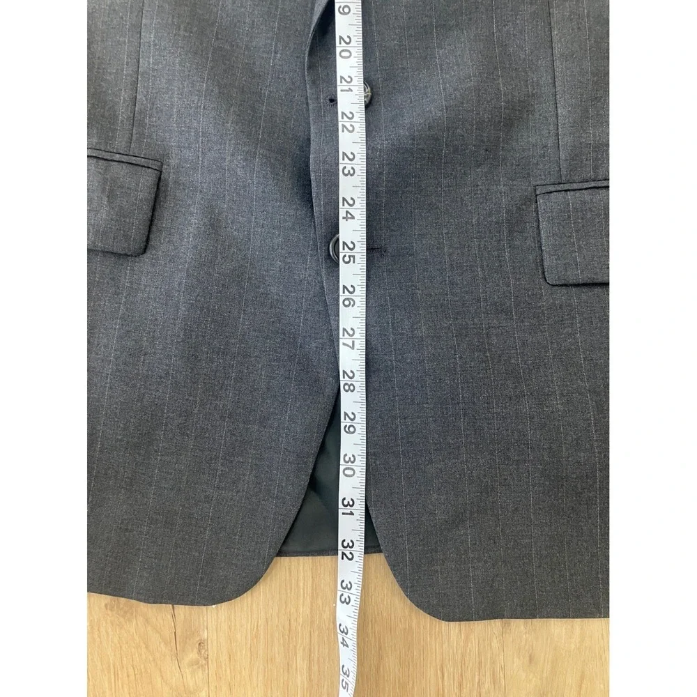 CHAPS Ralph Lauren Mens Charcoal Pinstripe‎ Wool Blazer Jacket 2 Button